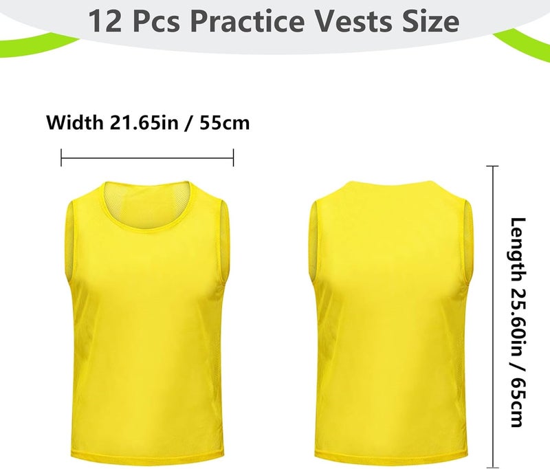 Mofech 12 Pack Pro Training Pinnies for Youth & Adult Mesh High-Vis Scrimmage Vests for Soccer, Basketball, Volleyball Teams - Image 2